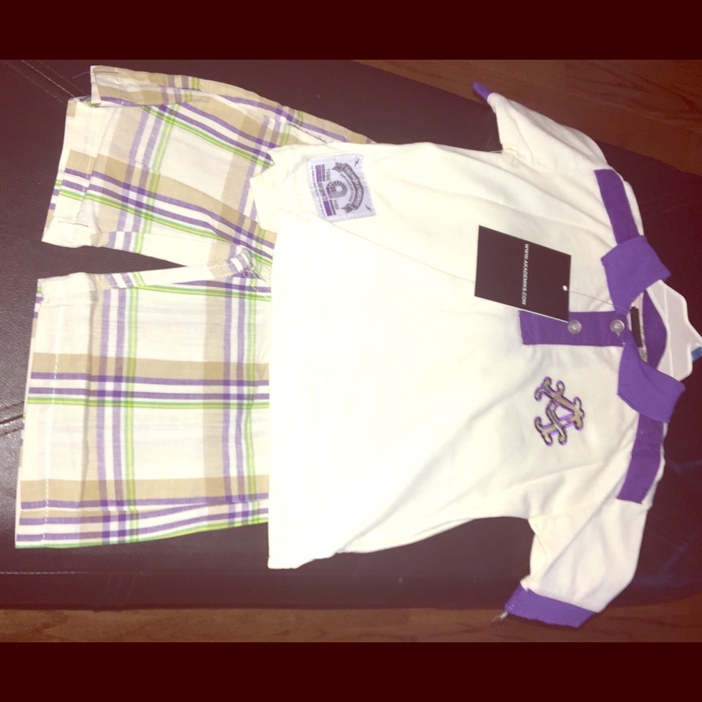 Akademics plaid toddler short set